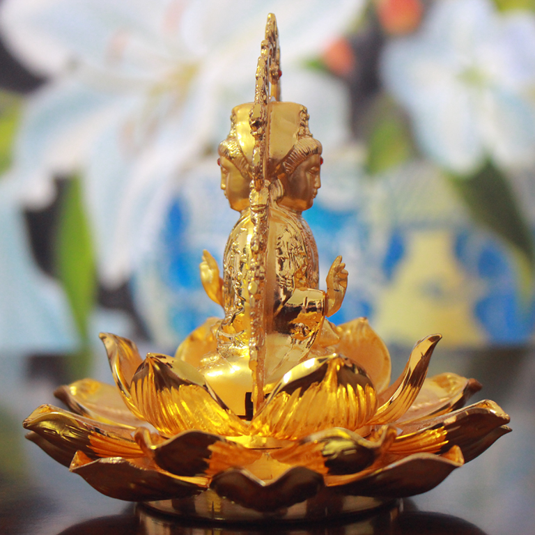 Tượng Phật Quan Âm bằng hợp kim 2 mặt