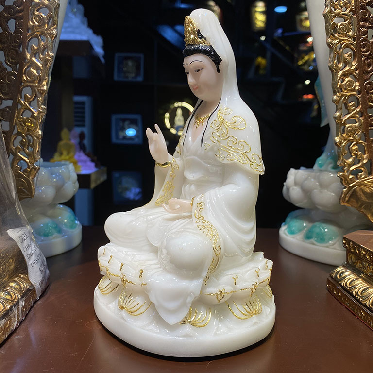 Tượng Phật Bà Quan Âm bằng bột đá cao cấp nhập khẩu Đài Loan