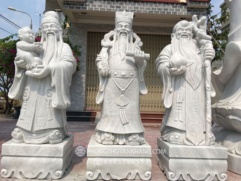 Tượng Tam Đa Phúc Lộc Thọ bằng đá Trắng ở Ninh Bình