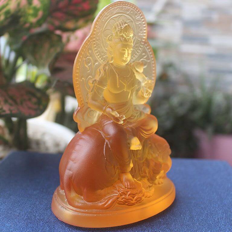 Tượng Phật Phổ Hiền Bồ Tát lưu ly màu vàng