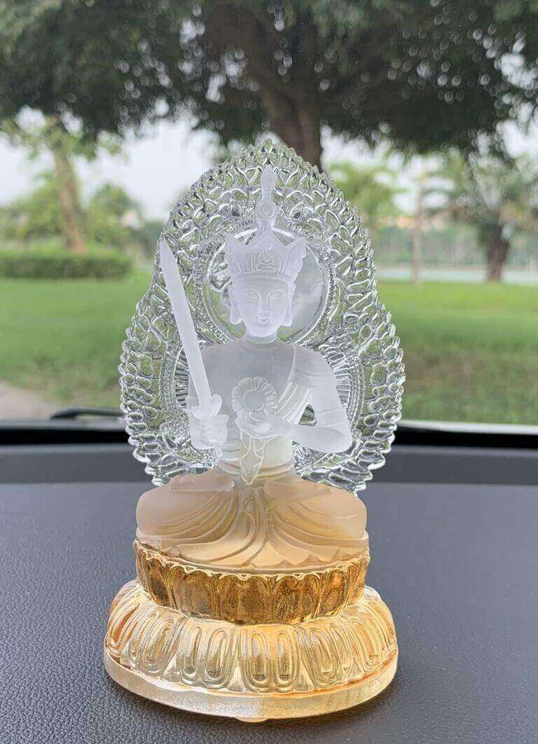 Tượng Phật Bồ Tát Hư Không Tạng chất liệu lưu ly màu trắng