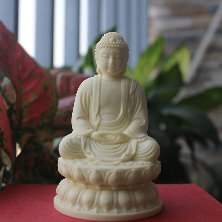 Tượng Phật Thích Ca Mâu Ni đá bột ép màu trắng