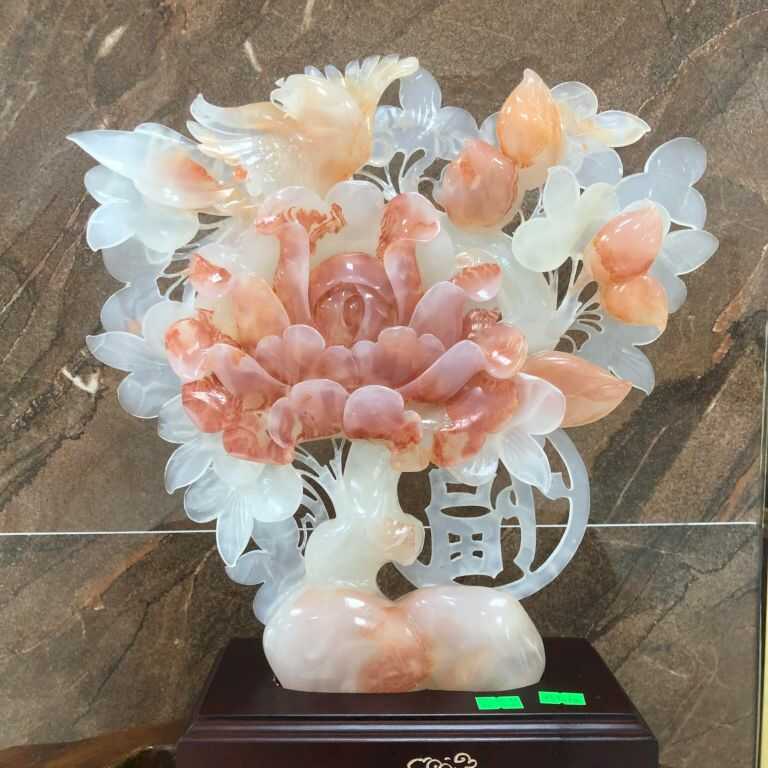 Tượng Hoa, quả phong thủy được chế tác từ chất liệu ngọc Onyx
